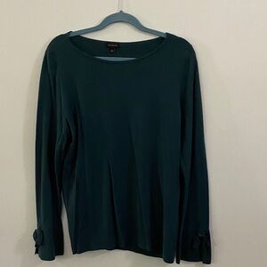 3/$15 Talbots Dark Green Long Sleeve Top with Bow Accents